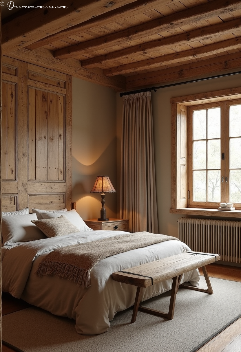 Rustic bedroom with natural light
