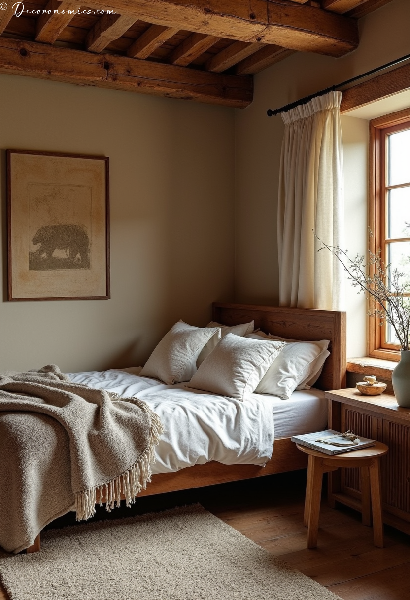 Warm rustic bedroom design