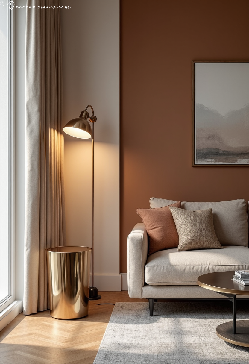 Chrome accent living room