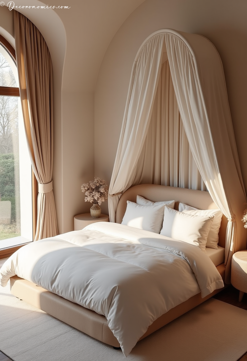 Curved canopy bedroom