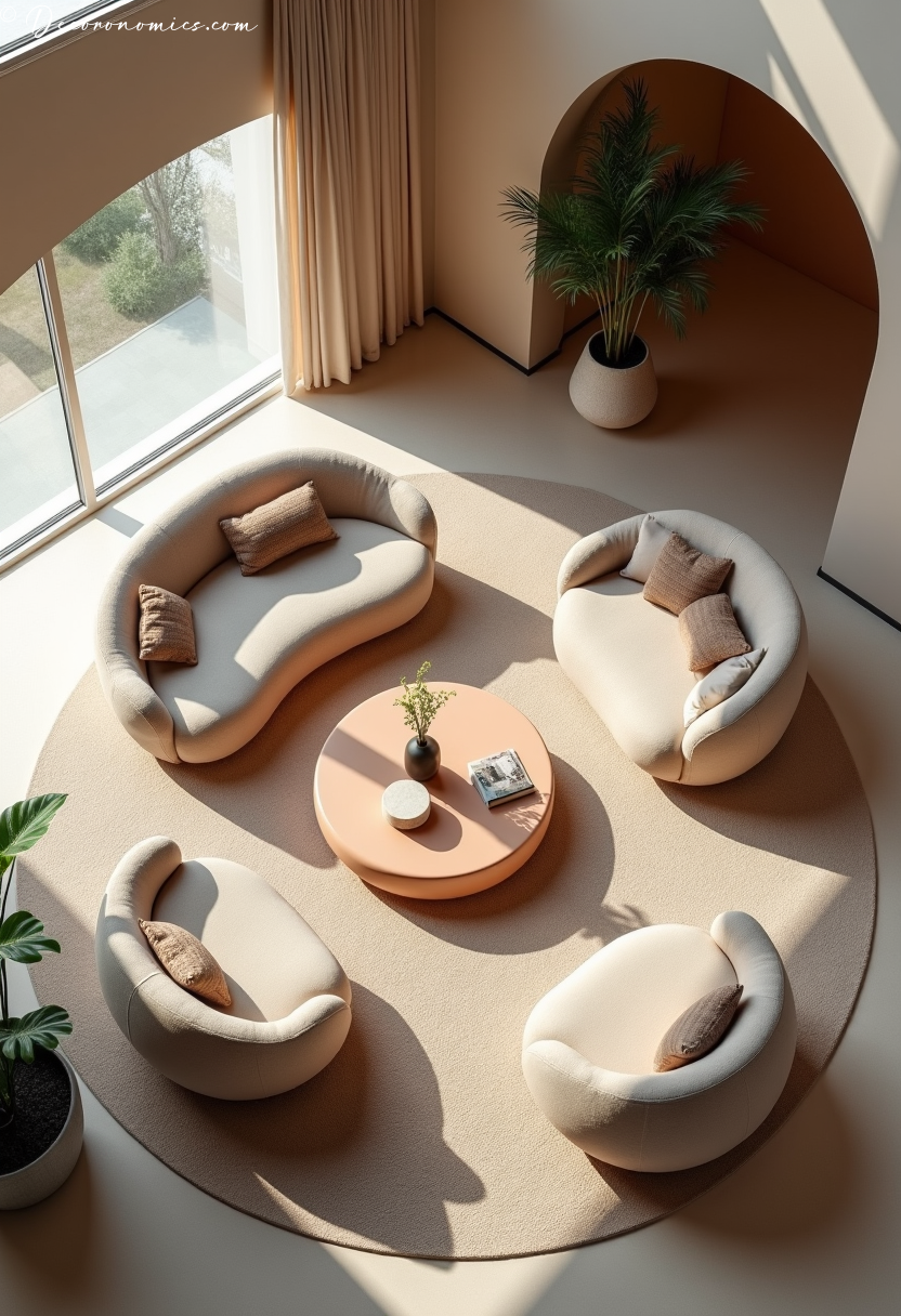 Curved furniture living room