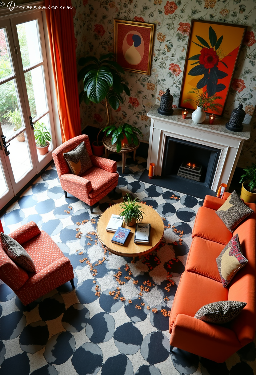 Patterned living room