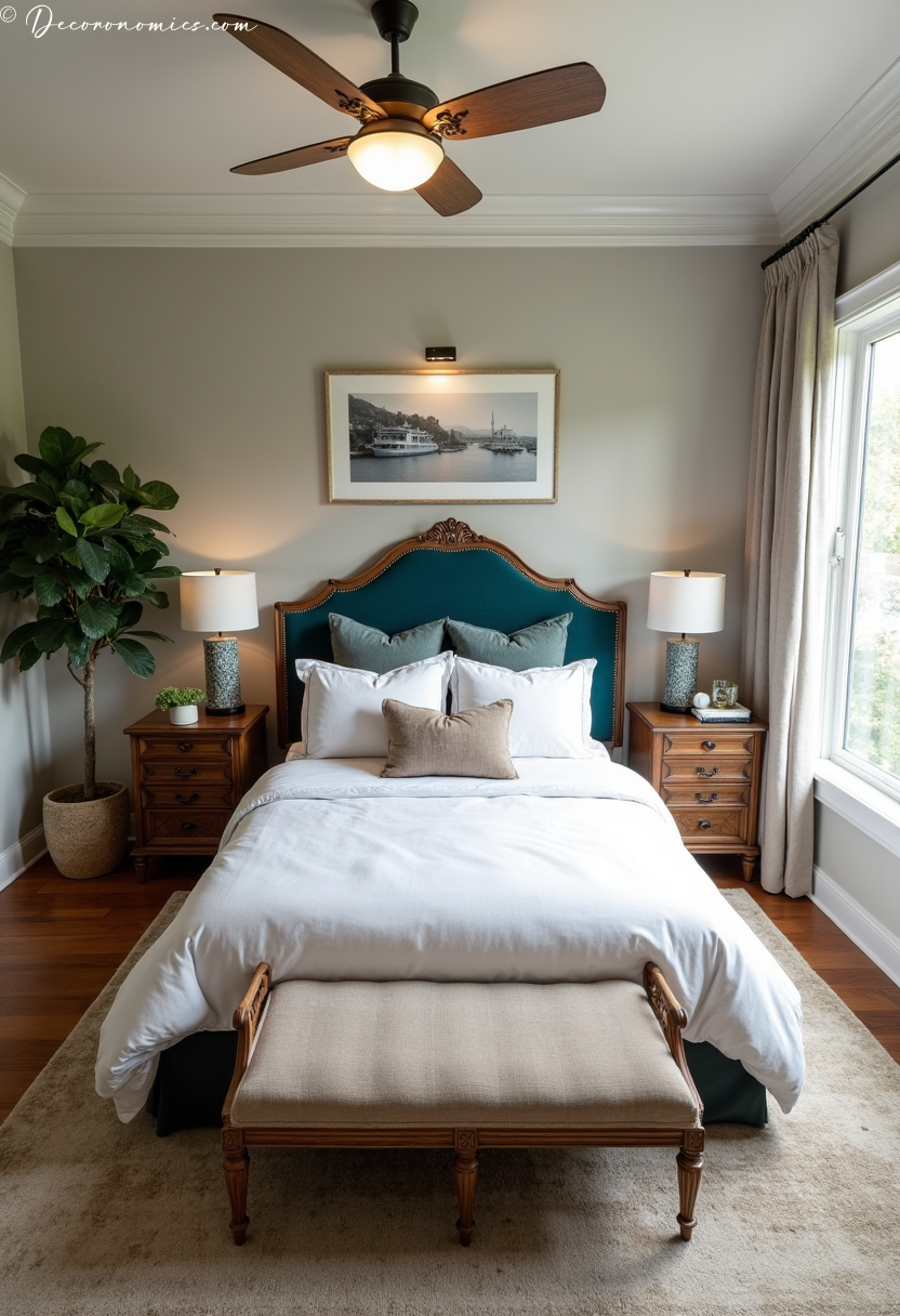 Reupholstered vintage bedroom