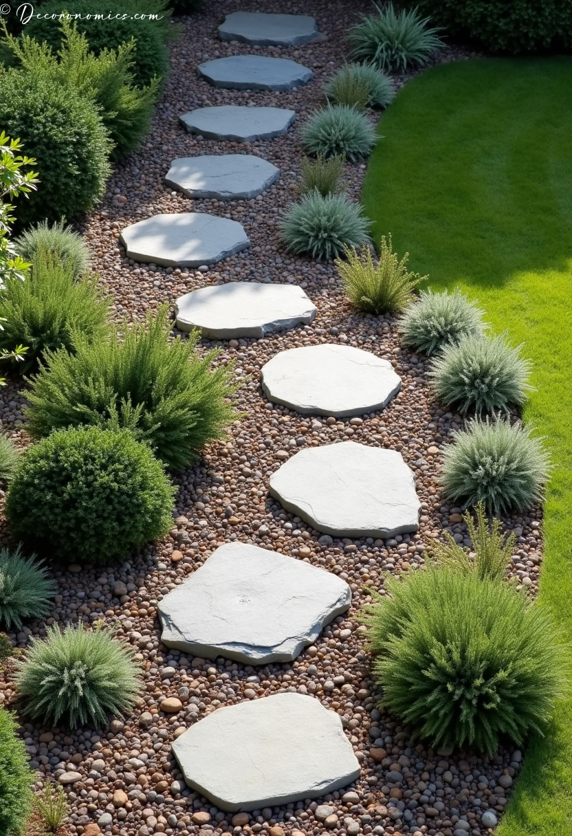 Stone pathway meandering