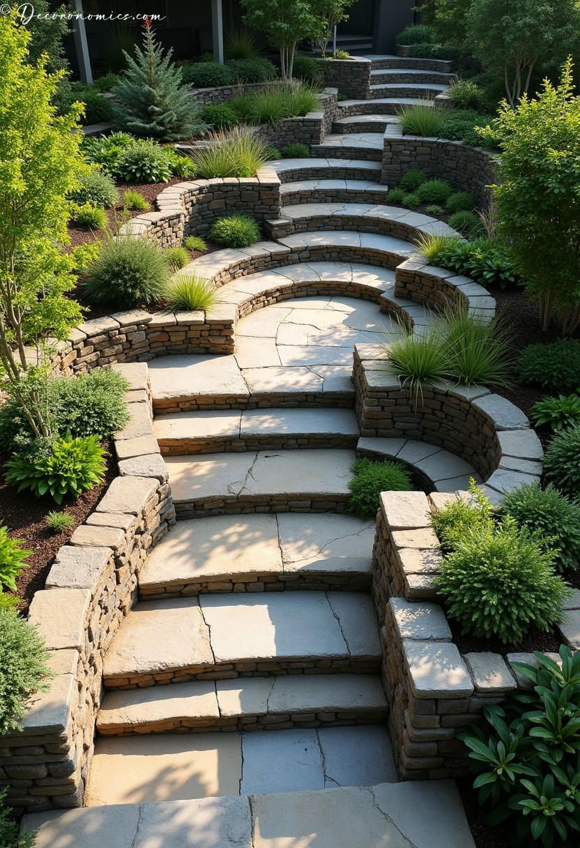Terraced retaining wall