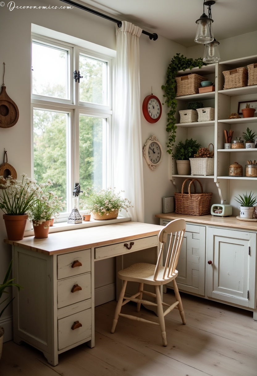 Craft room with vintage work table