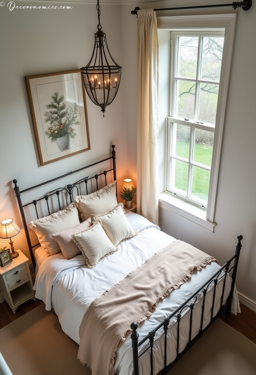 Loft bedroom with iron railings