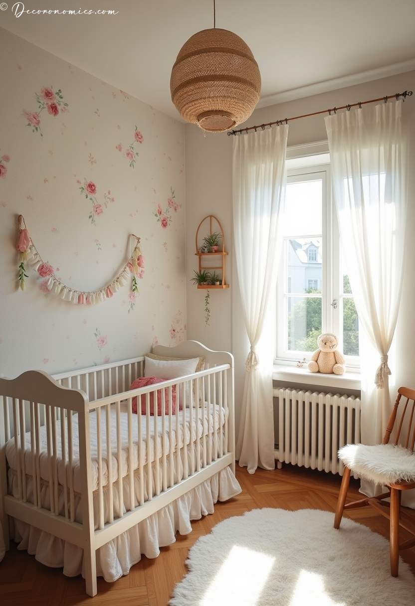Nursery with vintage crib