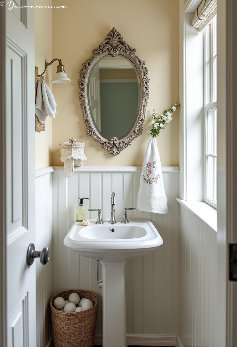 Powder room with pedestal sink