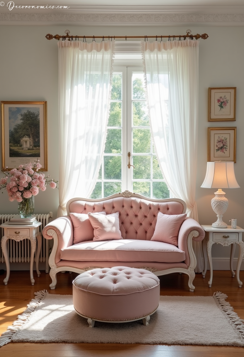 Sitting room with tufted loveseat
