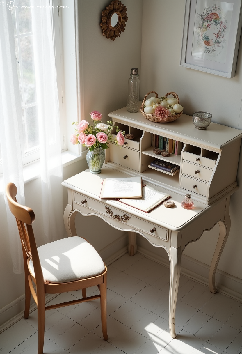 Writing desk with secretary and inkwell