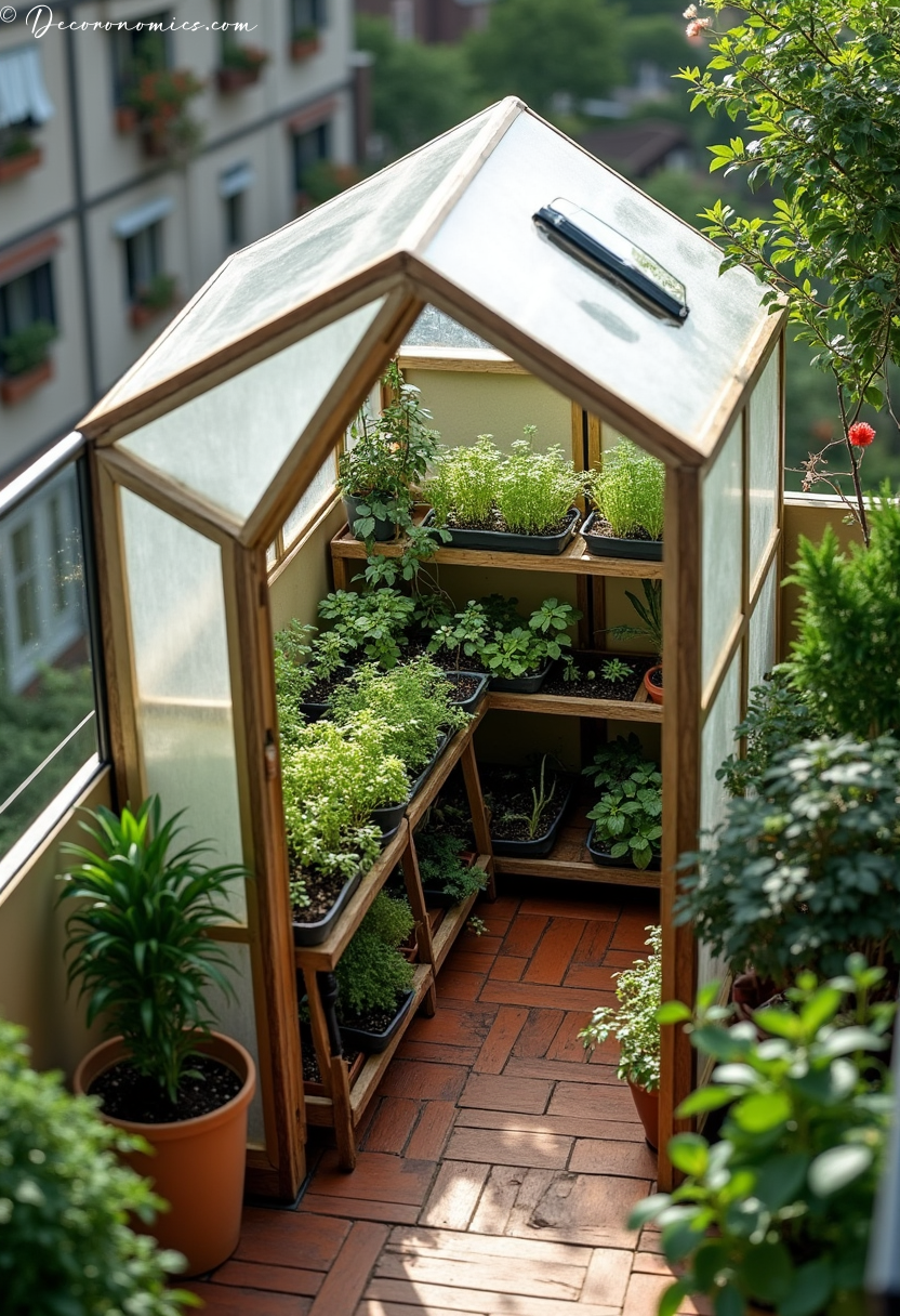Compact greenhouse balcony