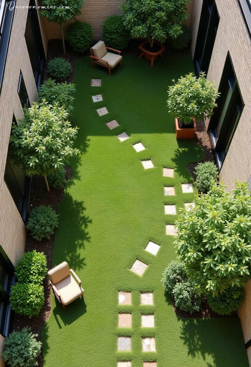 Grass-free courtyard