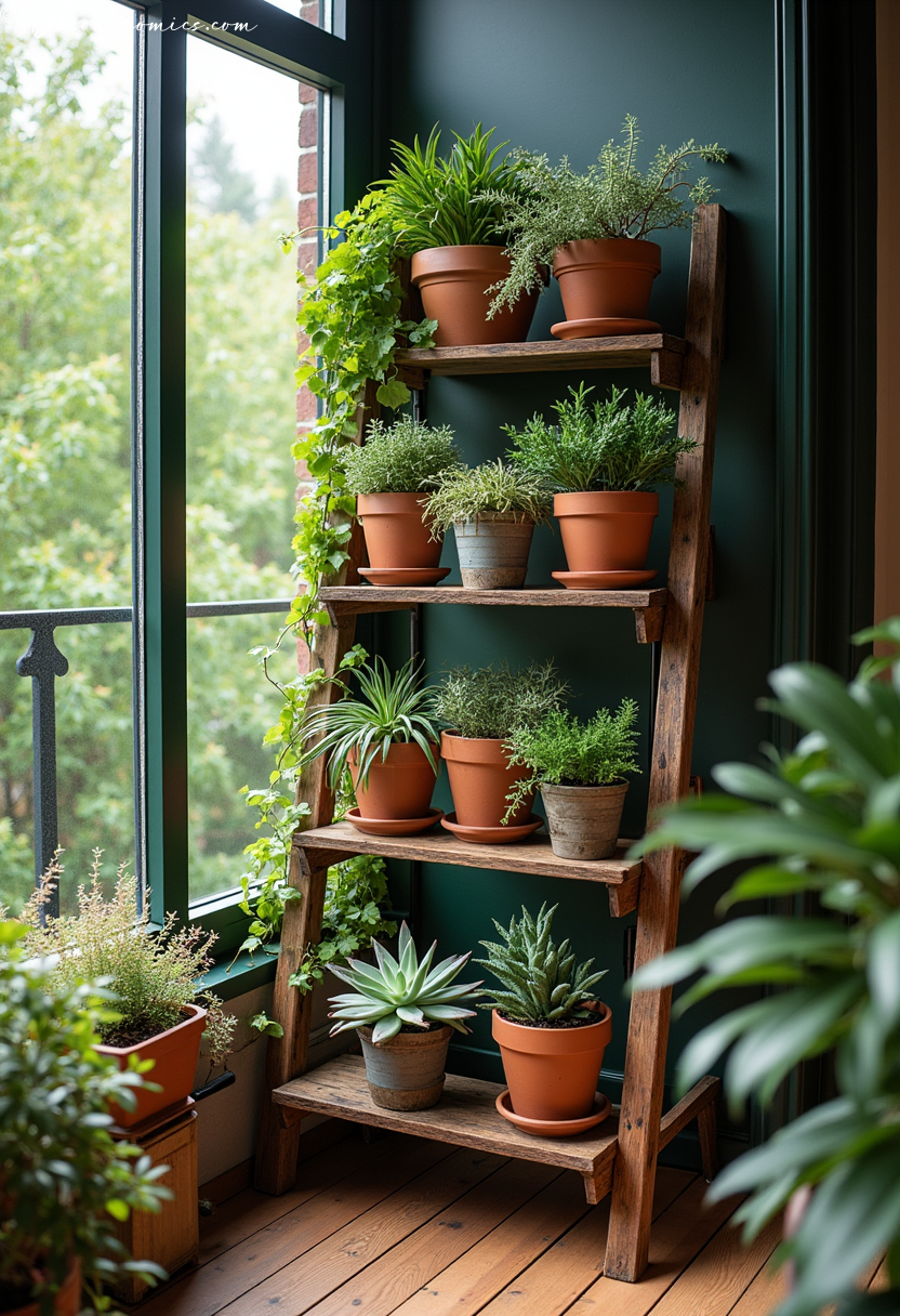 Ladder shelf garden balcony