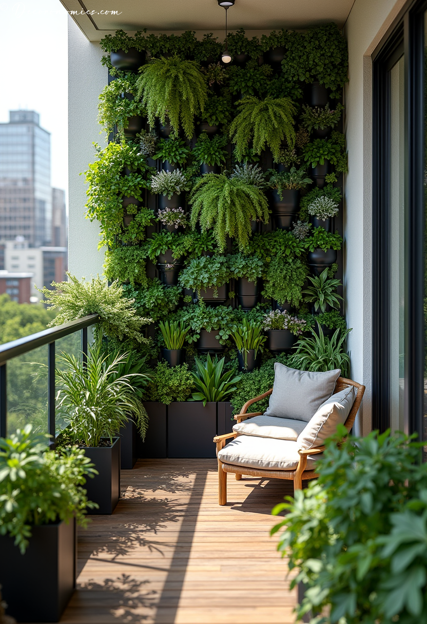 Vertical living wall balcony