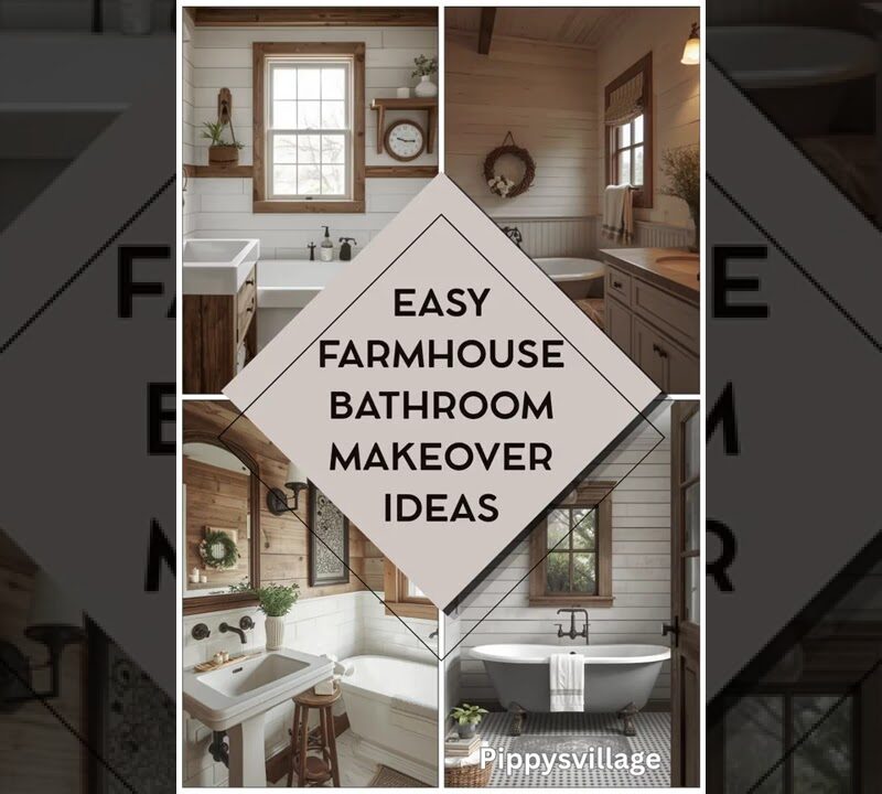 Cozy Farmhouse Bathroom with Shiplap, Warm Textures & Rustic Accents