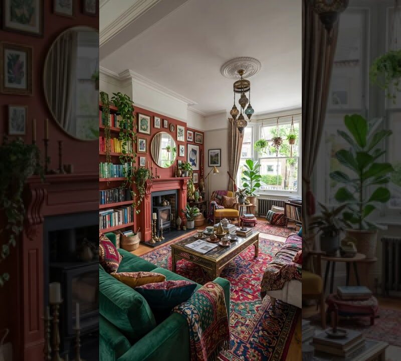 Warm Bohemian Living Room with Layered Textures and Earthy Tones